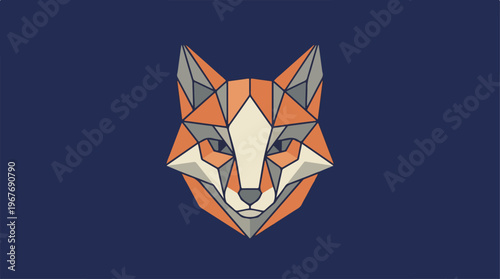 Geometric Fox Head Illustration.