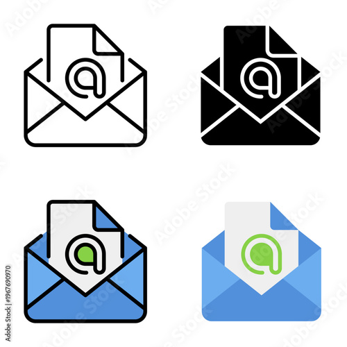 open message icon collection of various styles for design branding, print and digital media
