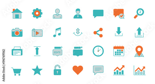 Collection of business and technology icons.