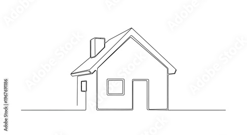 Simple Line Drawing of a House.