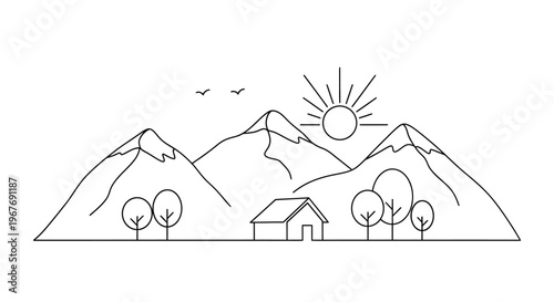 Simple line drawing of a house.