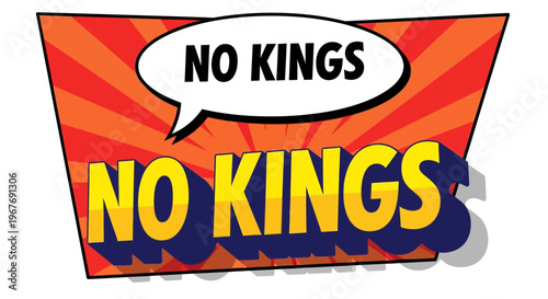 No Kings Comic Book Style Sign.