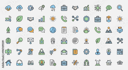 Collection of various business icons.