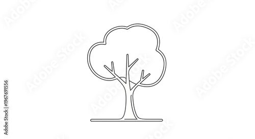 Tree Icon Simple Line Drawing.