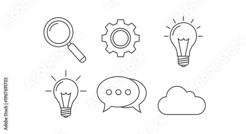 Black and white line icons set.