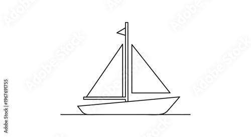 Sailing yacht boat with sail.