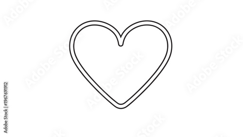 Simple Line Drawing of a Heart Shape on White Background.