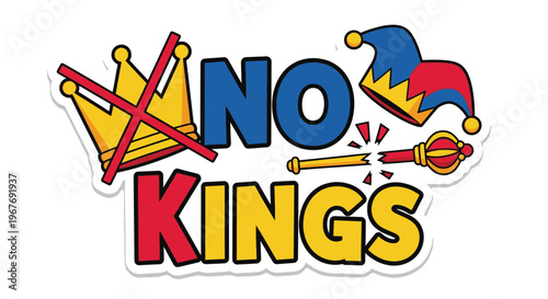 No Kings Protest Sign Symbol.