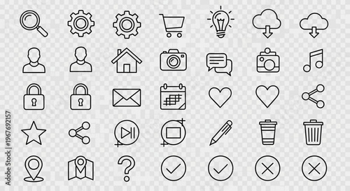 Collection of web interface icons.