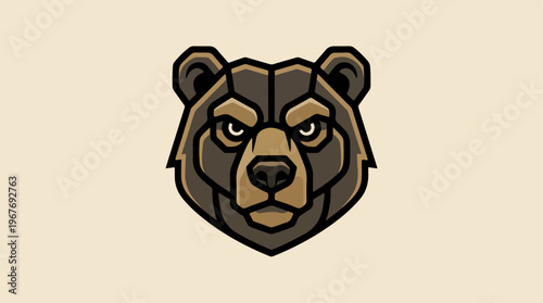 Grizzly bear cartoon face closeup.