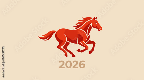 Horse Running Fast Red Color.