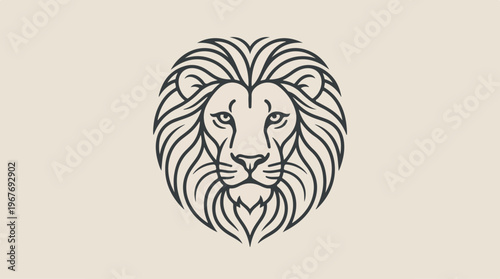 Lion Head Illustration Closeup.