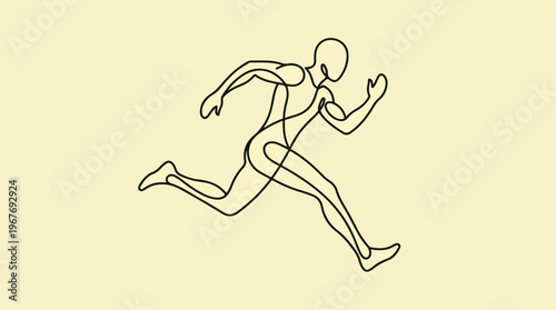 Man Running in Line Art.
