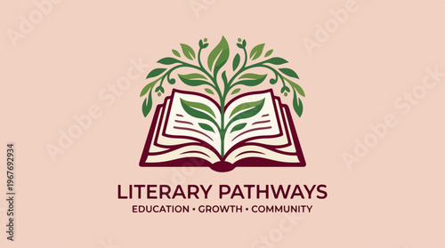 Literary pathways education logo design.