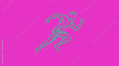 Man Running Fast on Pink.