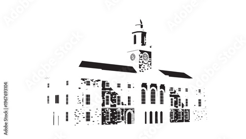 Historic Clock Tower Building with Architectural Details and Classic Design.