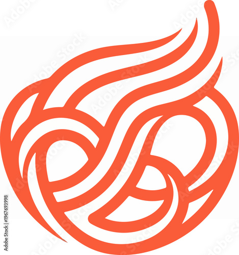Orange flame abstract design element.