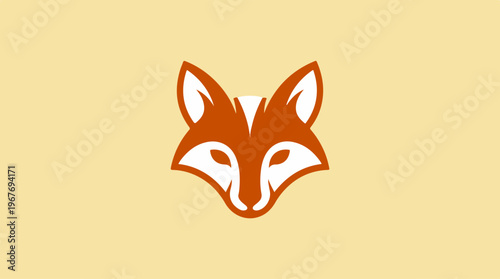 Orange Fox Head Illustration Closeup.