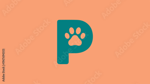 Paw Print Letter P Logo.