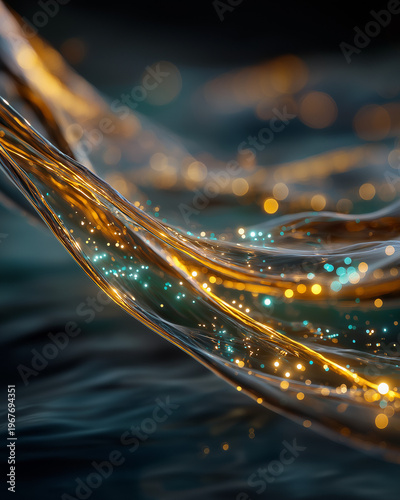 Flowing Filament of Luminescence: A mesmerizing close-up of a flowing, luminous filament, showcasing the intricate details of light and form.