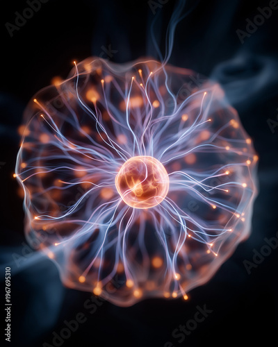 Electric Energy Core: An artfully captured image of an electric energy core, its vibrant core pulsing with dynamic energy, showcasing the intricate dance of light and electrical activity.