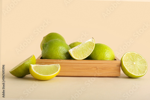 Wooden box with fresh ripe ...