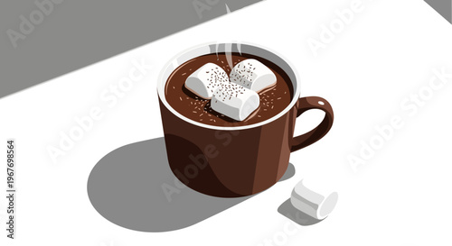 Hot chocolate with marshmallows and sprinkles in a mug