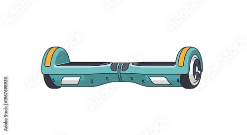 Modern electric hoverboard illustration in a flat cartoon style.