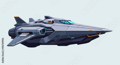 Futuristic spaceship in flight
