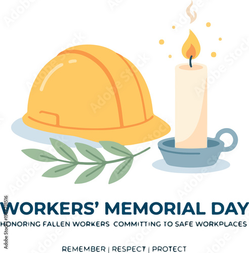 Workers Memorial Day Hard Hat Symbol.
