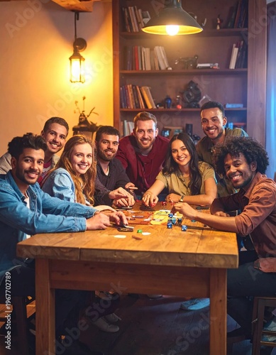 Friends Gathered Around a Table Playing a Game.