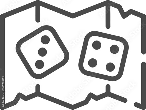 Vector dice icon, game luck symbol, chance illustration, monochrome design element