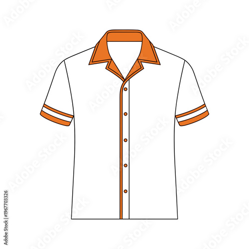 Men Short Sleeve Shirt Minimal Line Art Fashion Clothing Mockup Template Vector