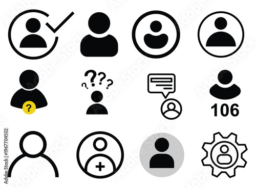 Collection of icons representing different user statuses and actions in a digital interface Vector