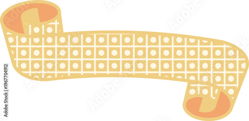 Ribbon Frame -6- Kanoko - yellow, isolated on white background