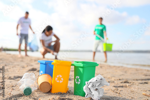 Containers with garbage aga...