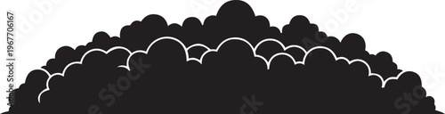 Cumulus Cloud Formation Silhouette Isolated on White Background Minimalist Weather Element