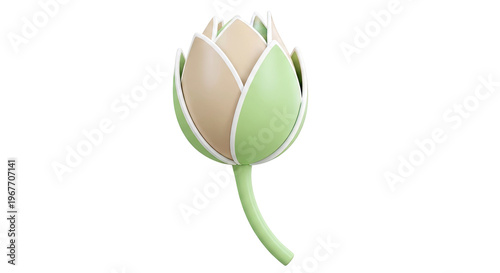 Stylized bud with green and beige petals
