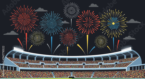 Fireworks exploding in the night sky.