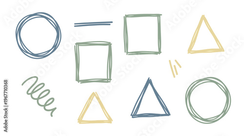 Geometric shapes in blue and yellow. Vector Illustrations. EPS Editable