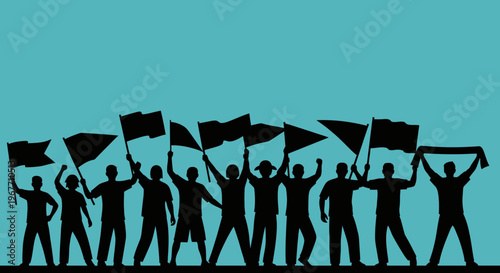 People holding flags in protest.