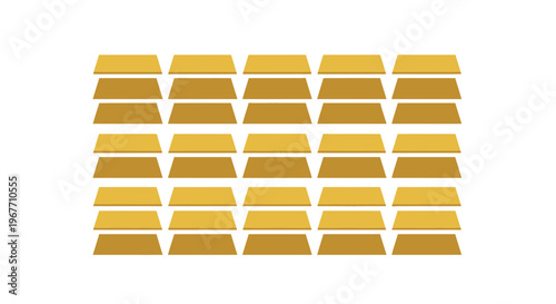 Gold bars stacked in rectangle. Vector Illustrations. EPS Editable