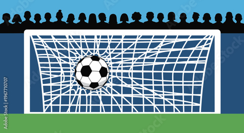 Soccer ball in goal net target.