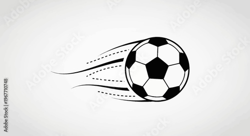 Soccer ball in motion fast speed.