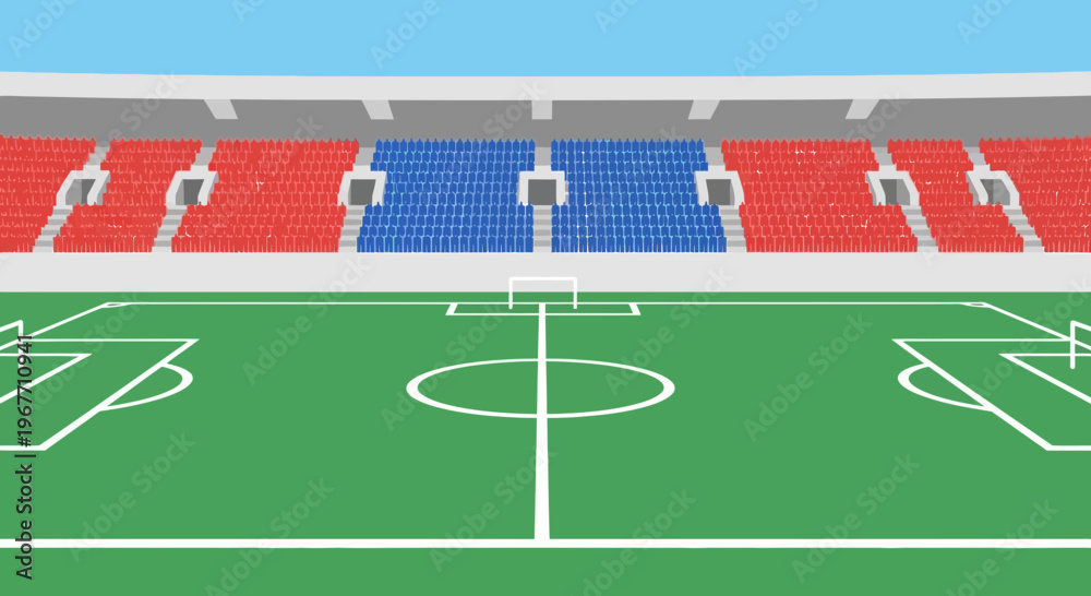 Fototapeta premium Soccer field with white lines markings.