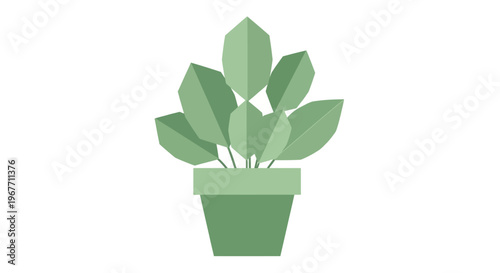 Green plant in a pot indoors. Vector Illustrations. EPS Editable