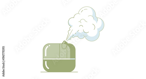 Green portable air purifier device. Vector Illustrations. EPS Editable
