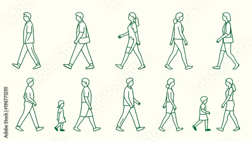 Seamless pattern depicting the stages of human evolution from ape to man in light green for educational biology graphics science concepts and unique textiles.