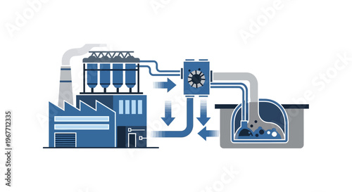 Industrial factory pollution control system. Vector Illustrations. EPS Editable