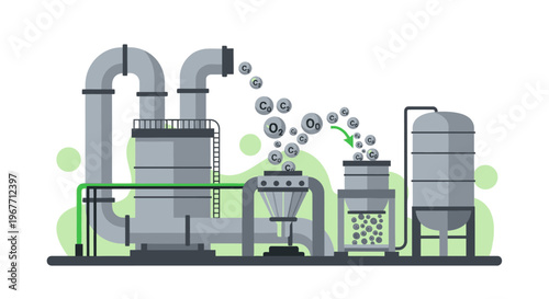 Industrial machinery equipment factory system. Vector Illustrations. EPS Editable